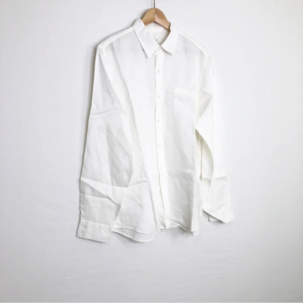 J.Crew white Irish linen, button-down shirt by Baird Mc Nutt